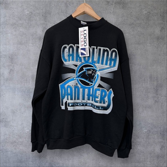 Vintage 90’s Carolina Panthers Football Sweatshirt Size Large Logo 7 USA NOS NWT - Picture 1 of 10